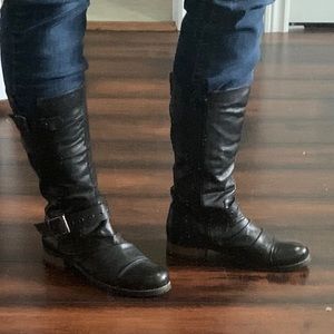 Browns brand Black Leather Buckle Boots